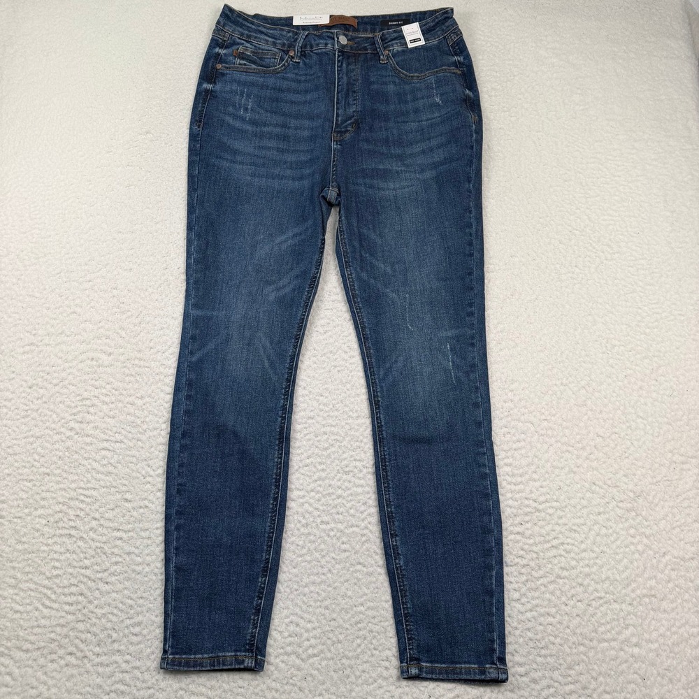 NWT Judy Blue Skinny Jeans Women 15/32 Blue High Rise Distressed Stretch Casual